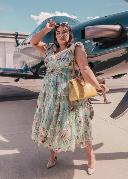 Margaret Floral Midi Dress Green by JessaKae