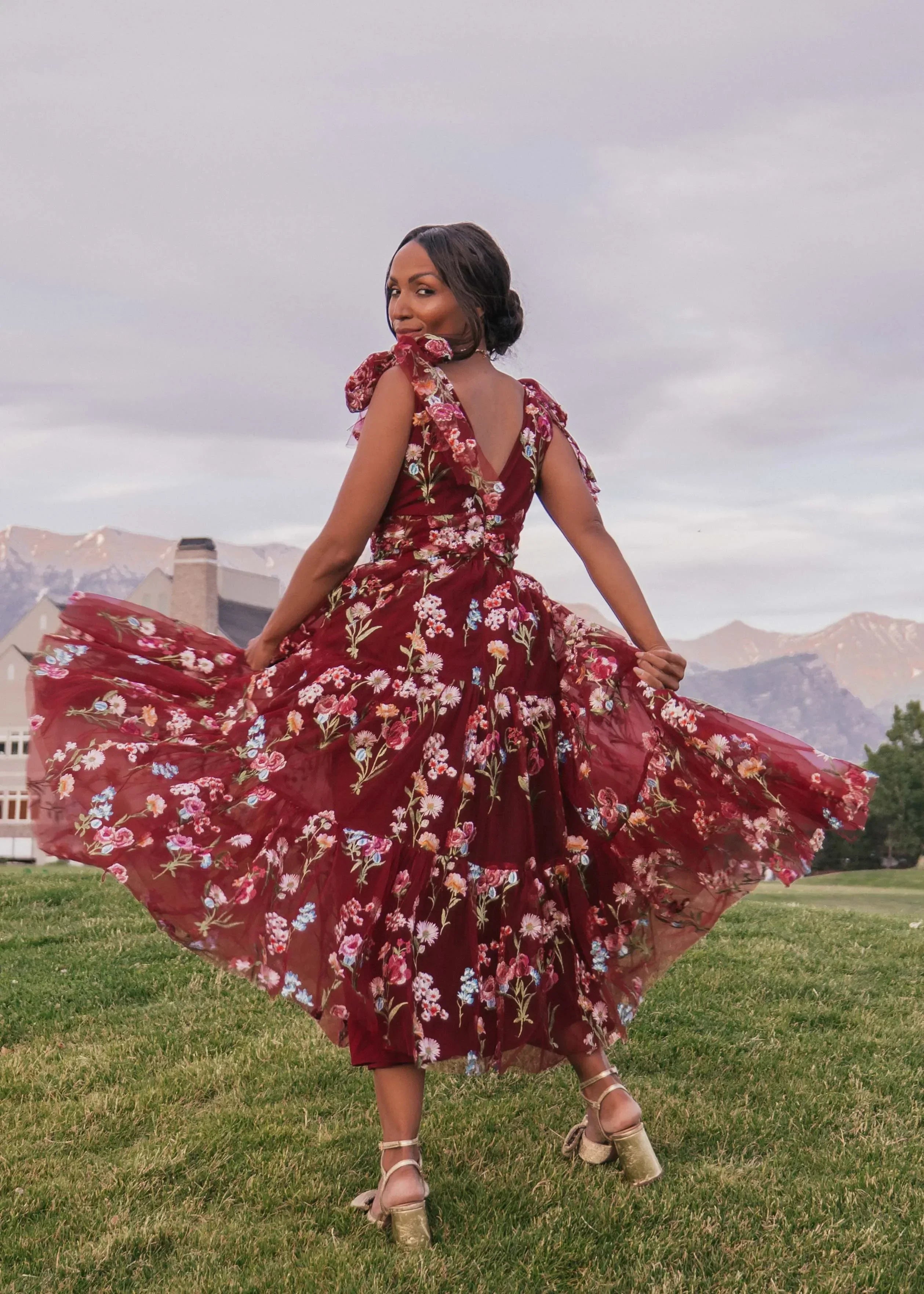 Margaret Floral Midi Dress Red by JessaKae