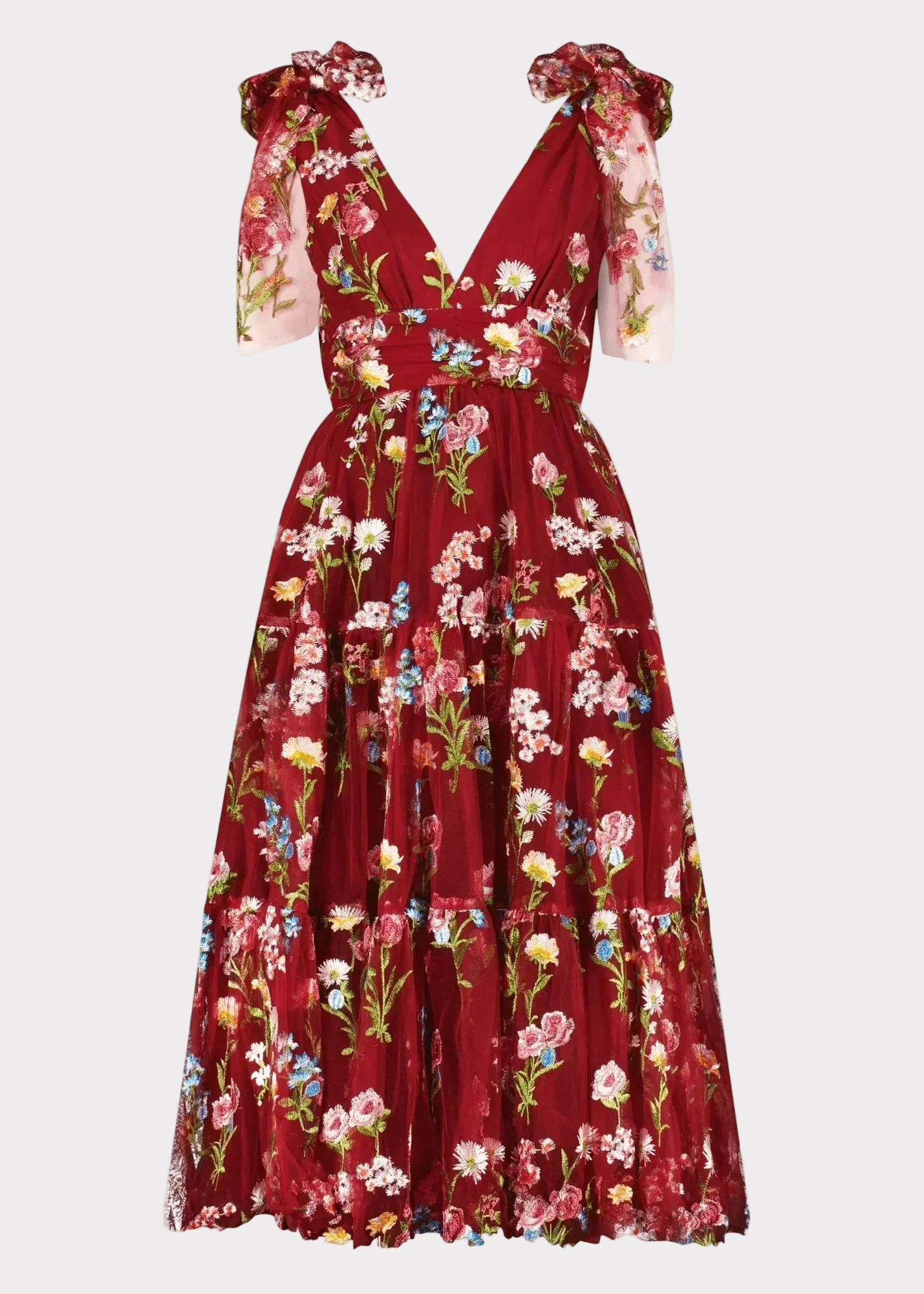 Margaret Floral Midi Dress Red by JessaKae