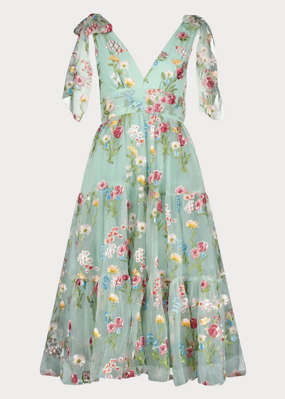 Margaret Floral Midi Dress Green by JessaKae