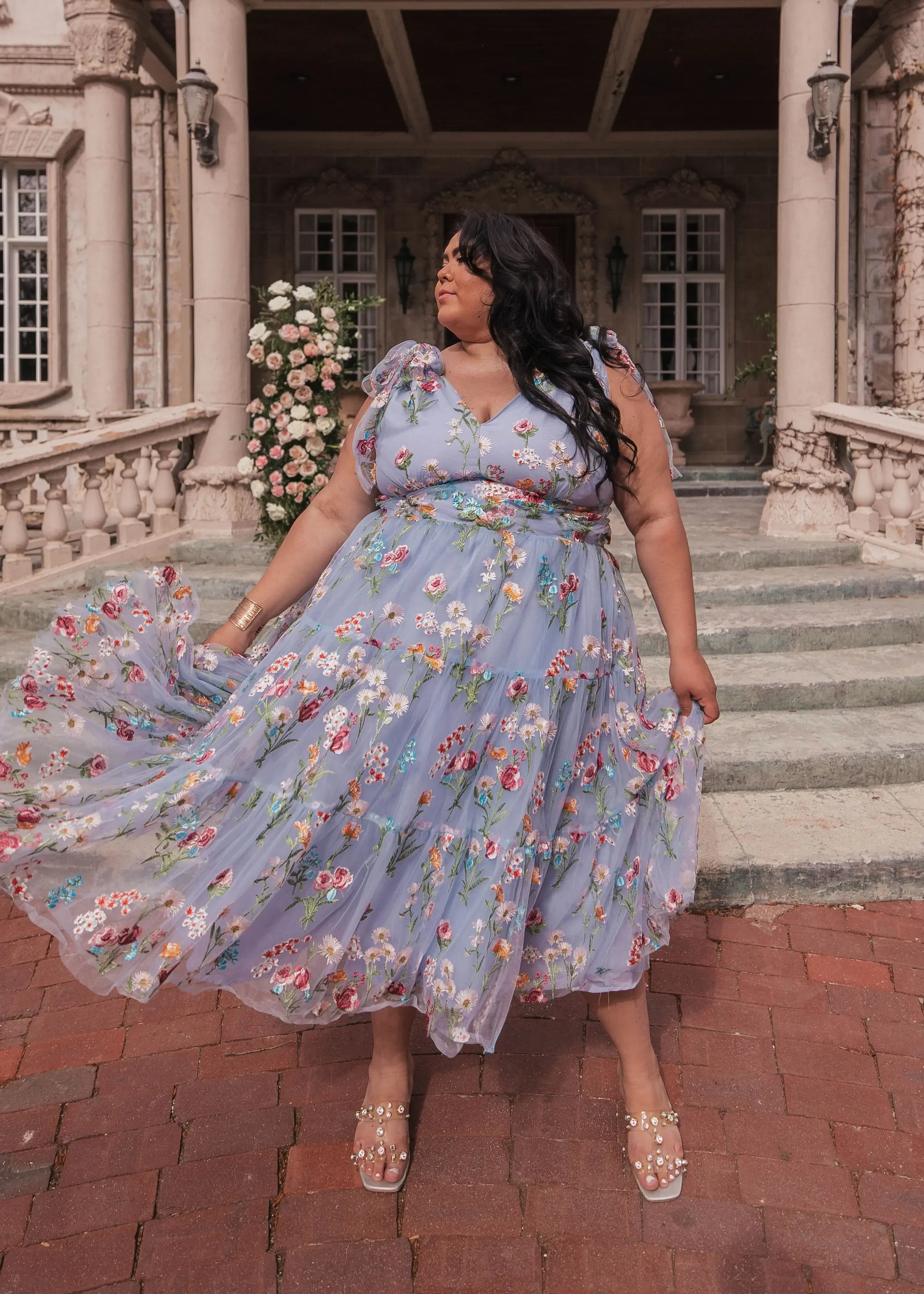 Margaret Floral Midi Dress Blue by JessaKae