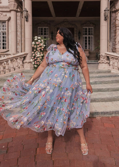Margaret Floral Midi Dress Blue by JessaKae