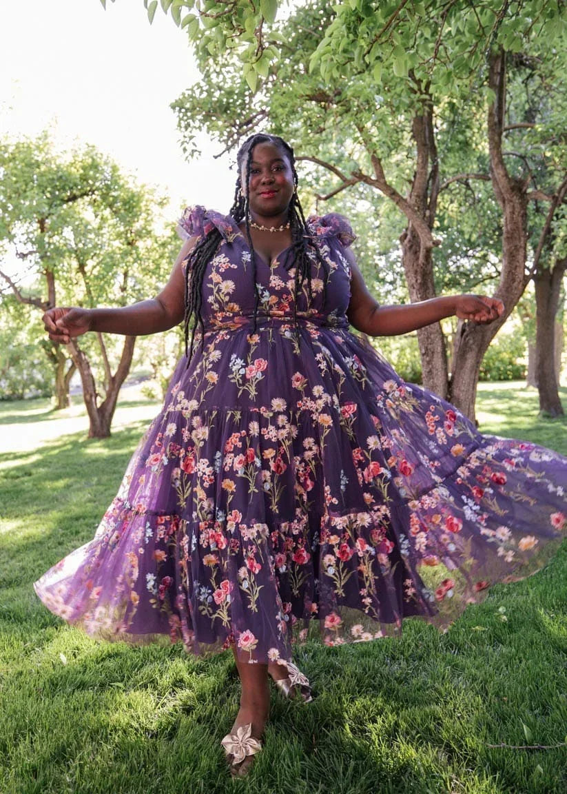 Margaret Floral Midi Dress Purple by JessaKae