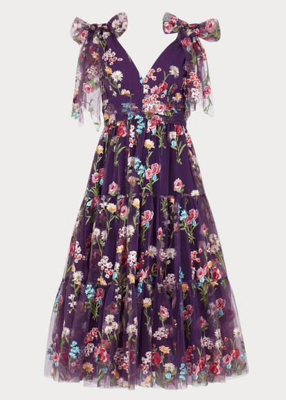Margaret Floral Midi Dress Purple by JessaKae