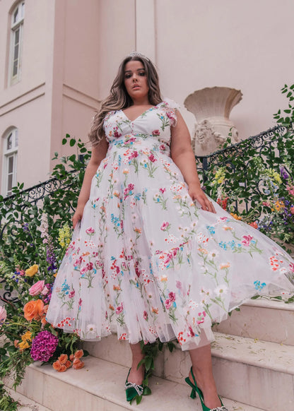 Margaret Floral Midi Dress White by JessaKae