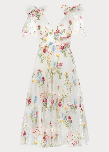 Margaret Floral Midi Dress White by JessaKae