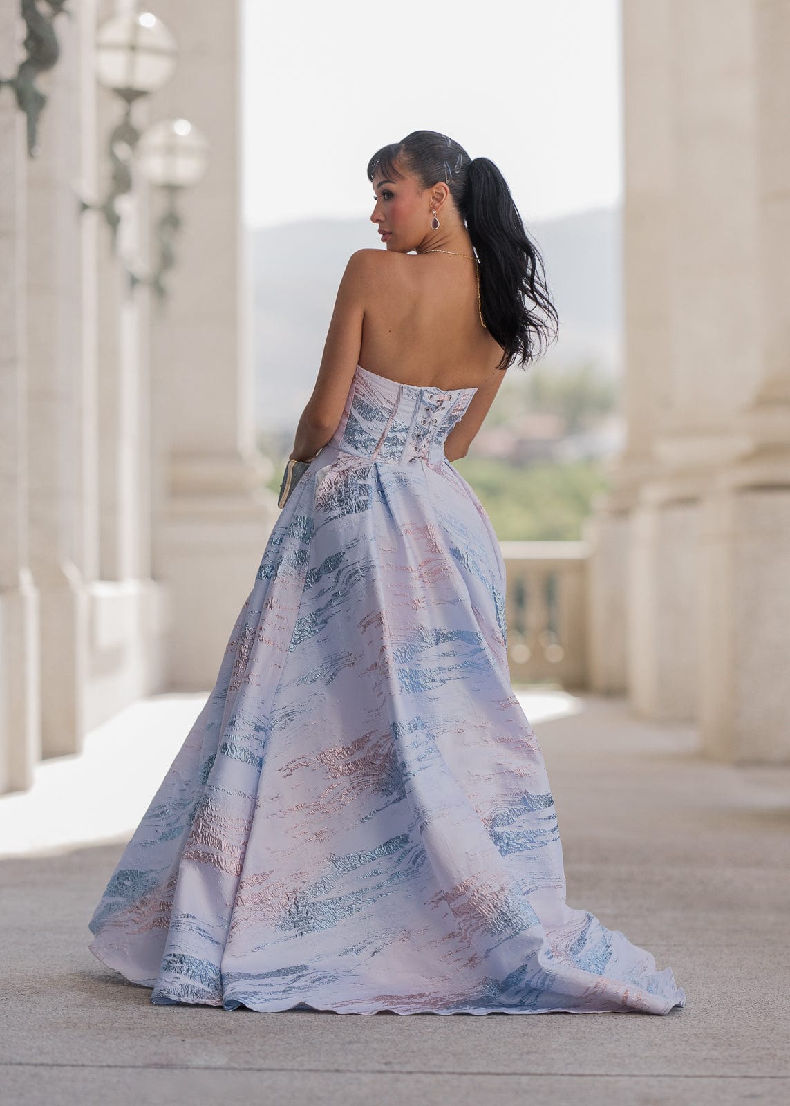 Nessa Metallic Dress - Blue by JessaKae