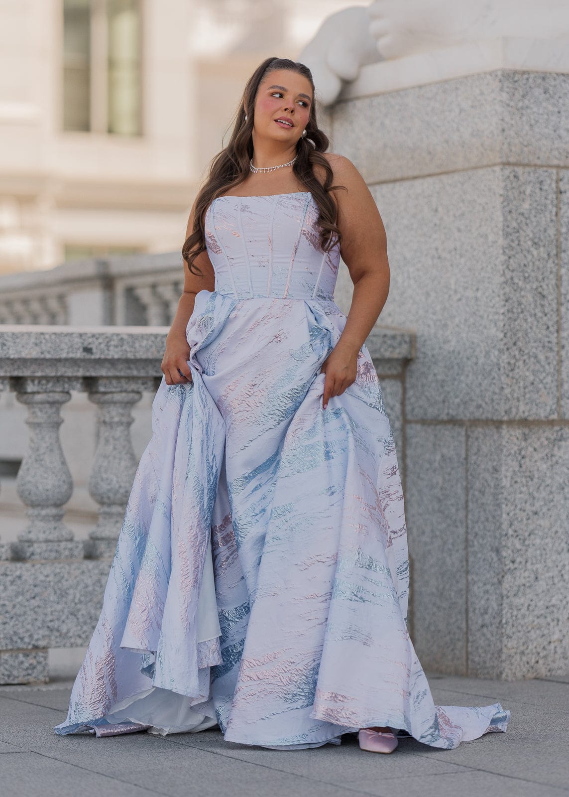 Nessa Metallic Dress - Blue by JessaKae