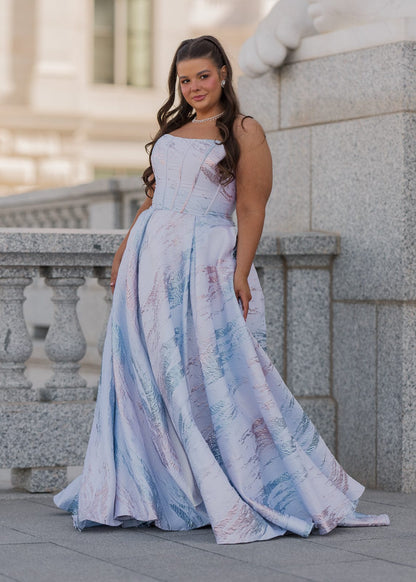 Nessa Metallic Dress - Blue by JessaKae
