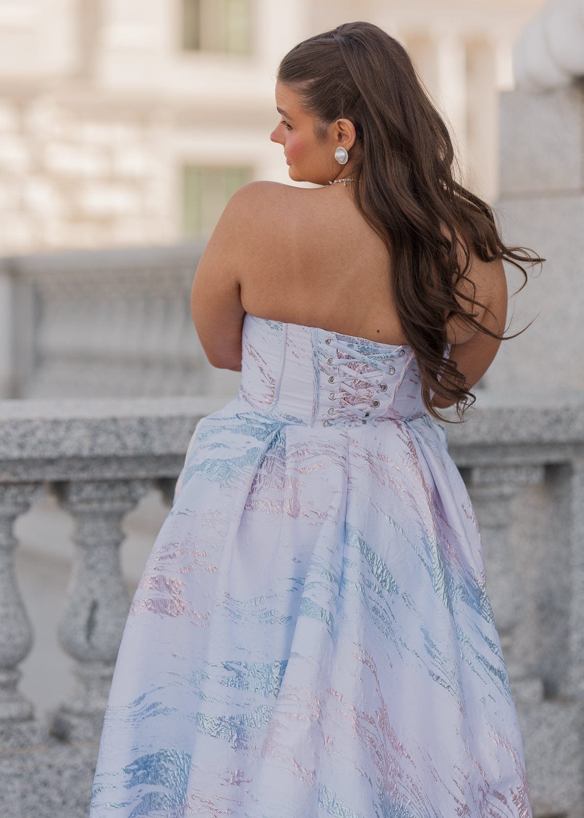 Nessa Metallic Dress - Blue by JessaKae