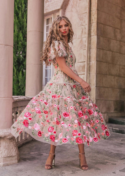 Rose Dress Midi - Cream by JessaKae