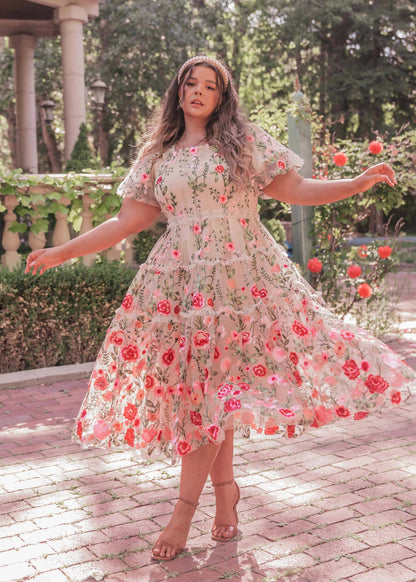 Rose Dress Midi - Cream by JessaKae