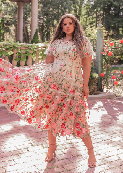 Rose Dress Midi - Cream by JessaKae