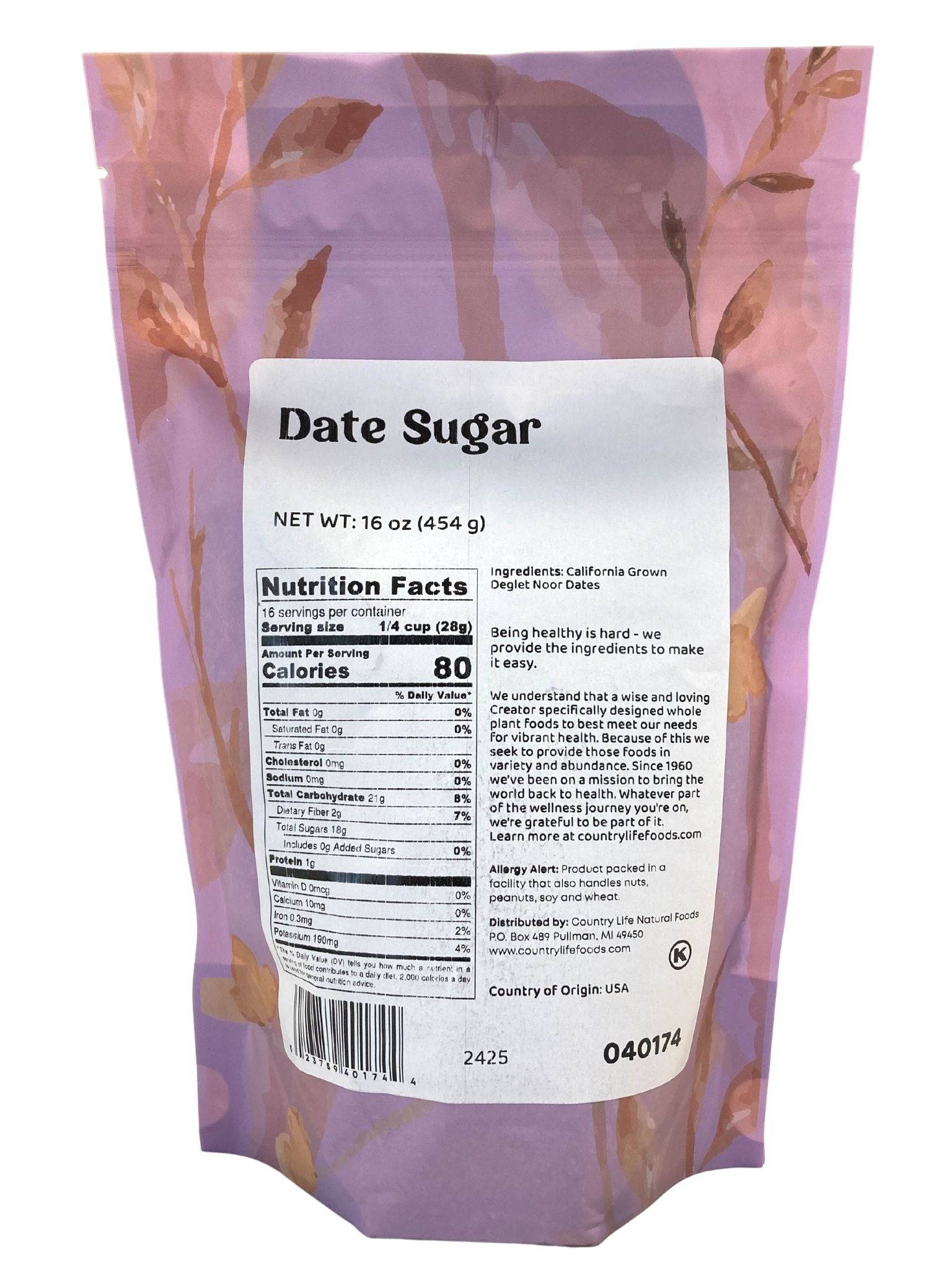 Date Sugar, Granulated by Country Life Natural Foods