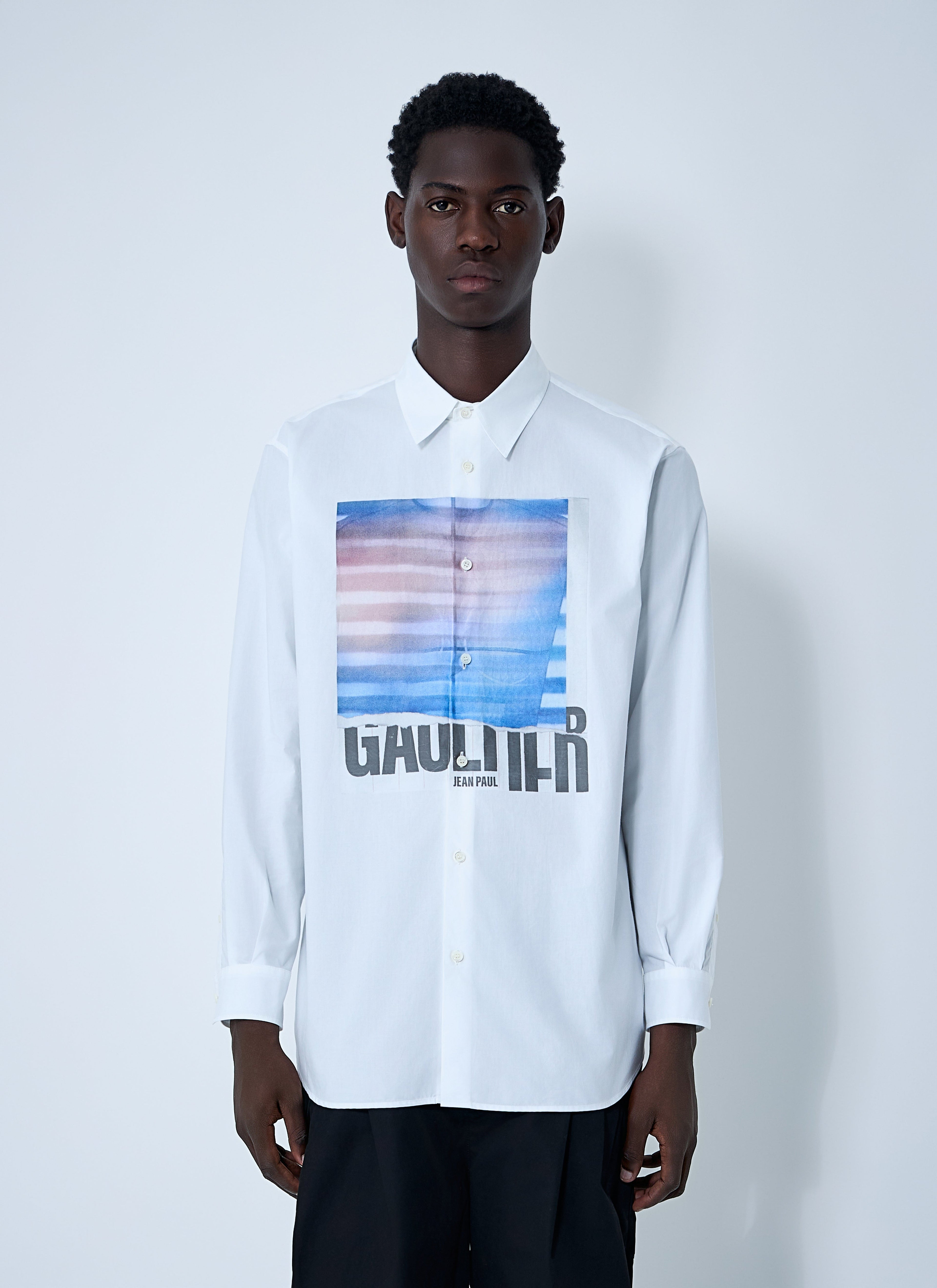 Jean Paul Gaultier Men Logo Print Button-Down Shirt by Luosophy