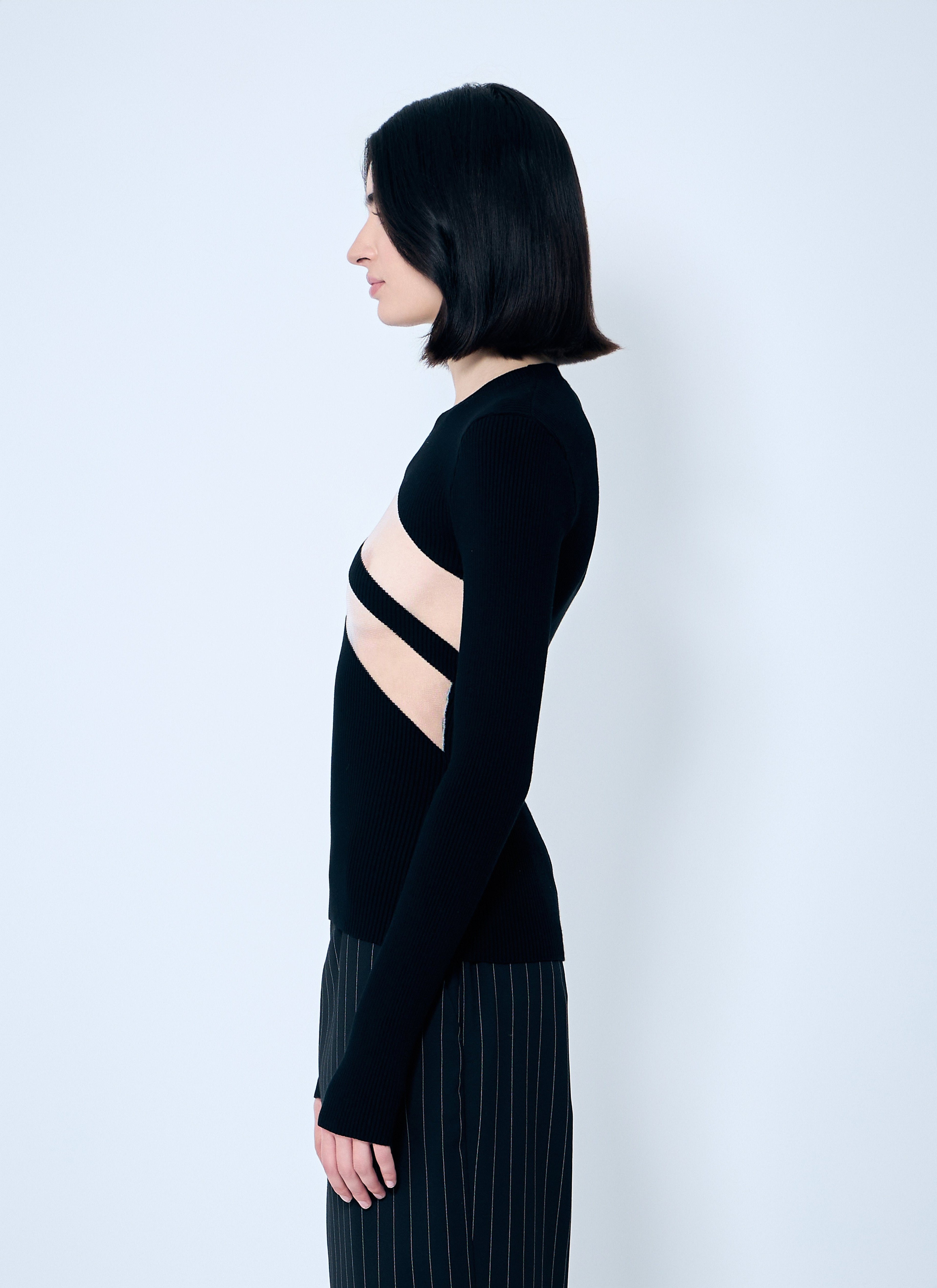 Jean Paul Gaultier Women Rib Sweater With Transparent Panels by Luosophy