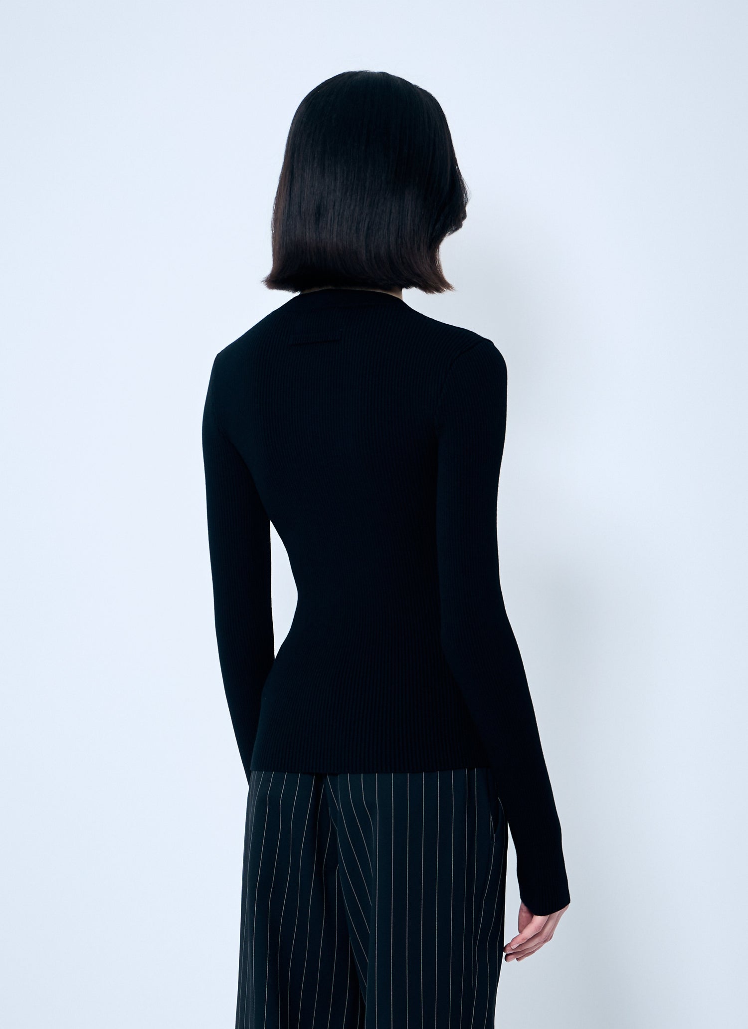 Jean Paul Gaultier Women Rib Sweater With Transparent Panels by Luosophy