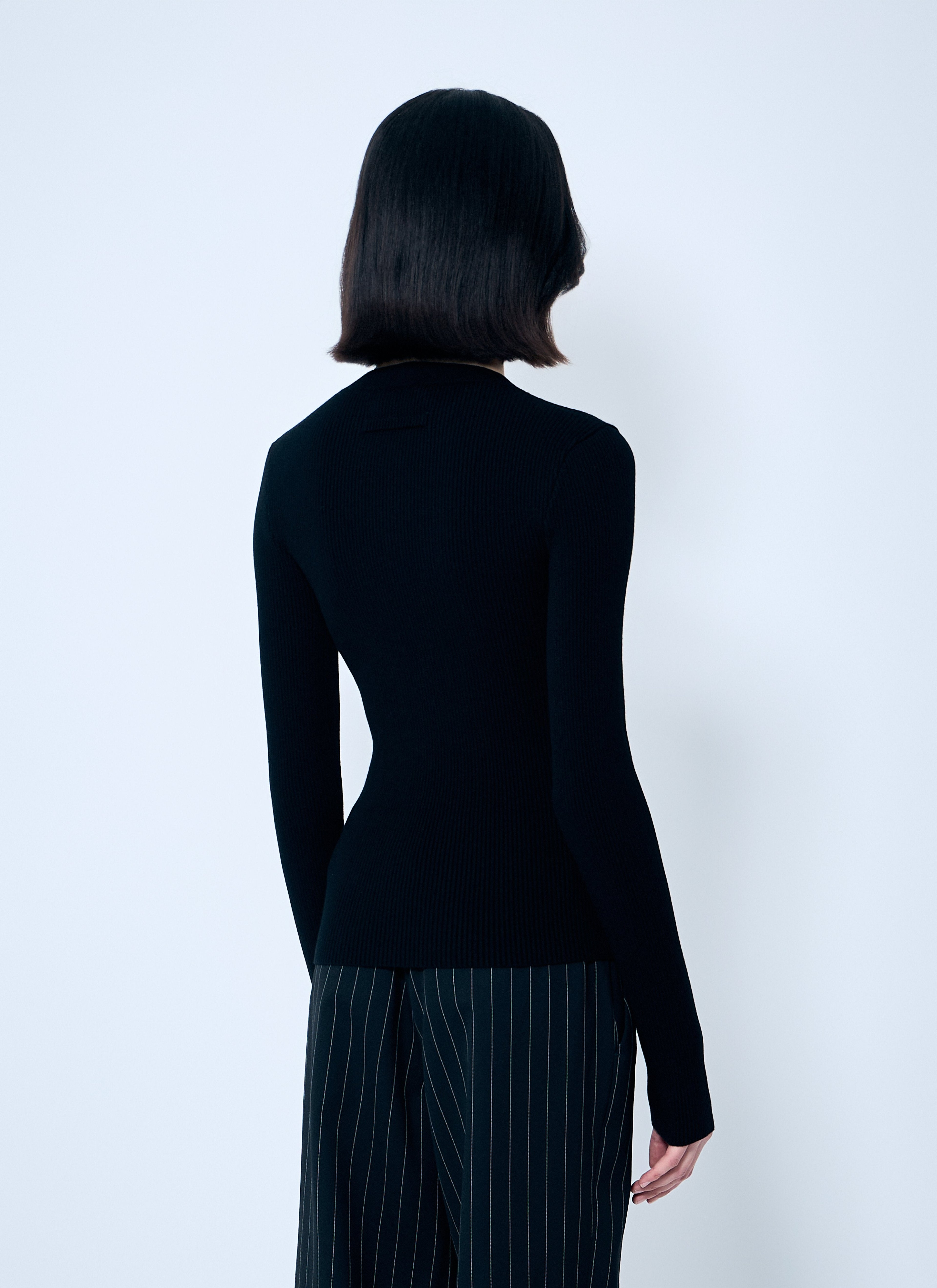 Jean Paul Gaultier Women Rib Sweater With Transparent Panels by Luosophy
