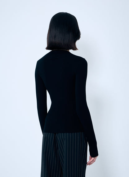 Jean Paul Gaultier Women Rib Sweater With Transparent Panels by Luosophy