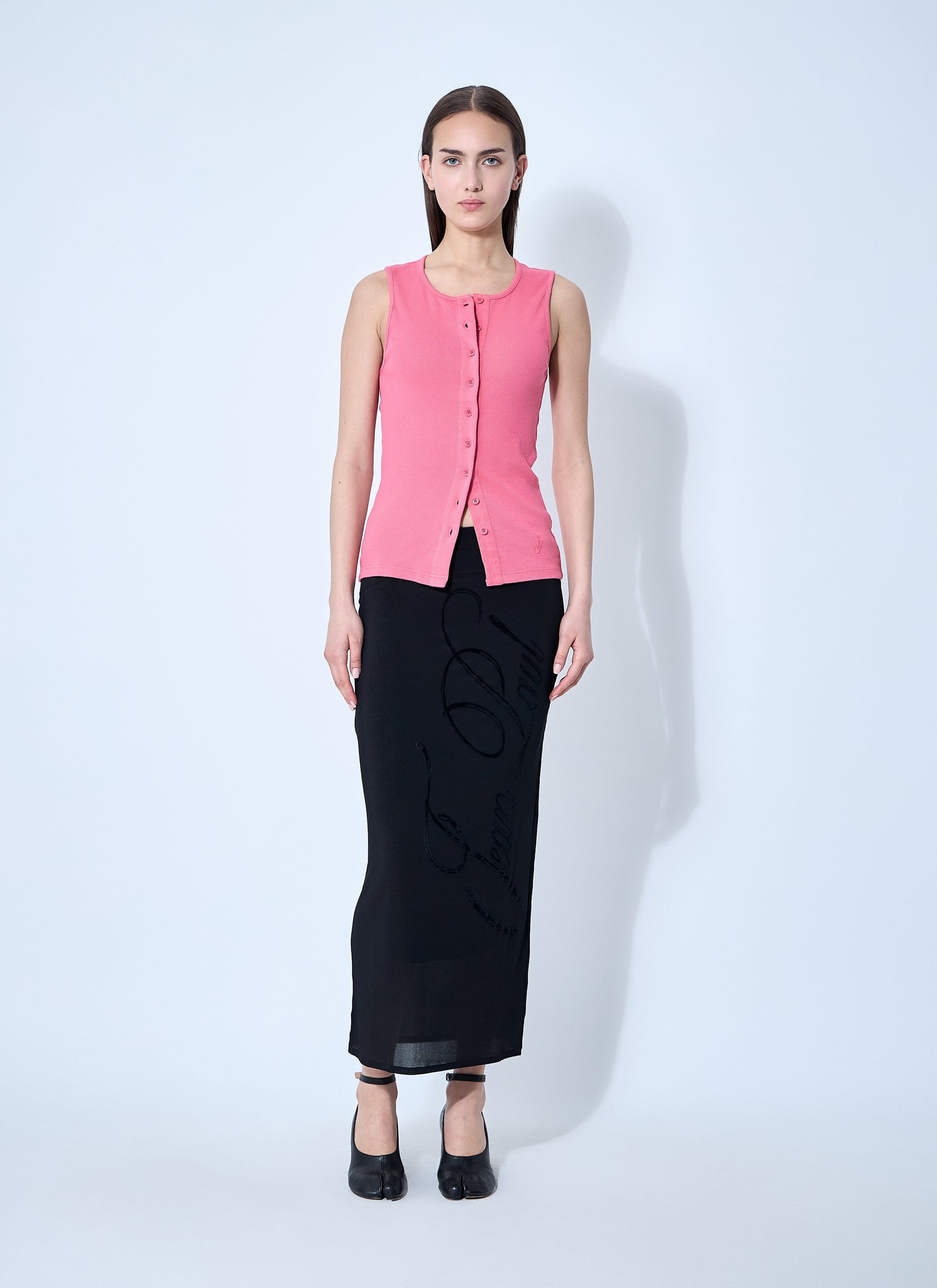Jean Paul Gaultier Women Mesh Tattoo Midi Skirt by Luosophy