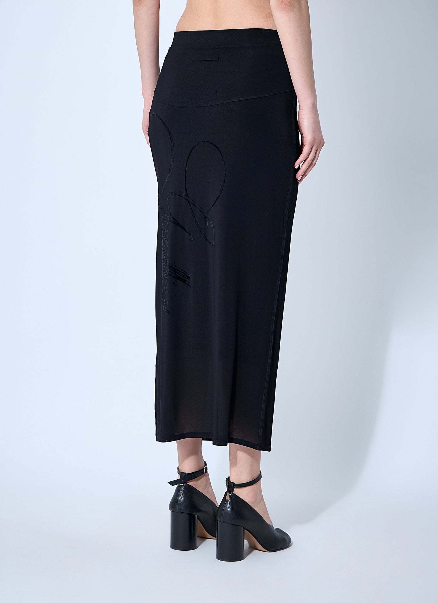 Jean Paul Gaultier Women Mesh Tattoo Midi Skirt by Luosophy