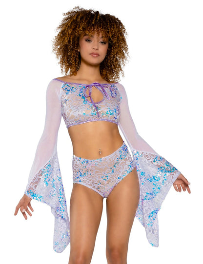 Sequin Lace High-Waist Short 