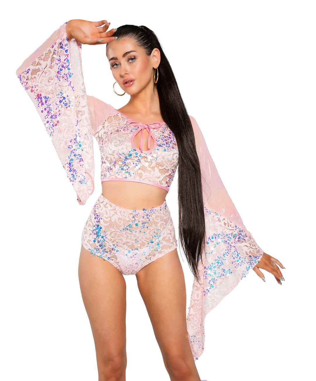 Sequin Lace High-Waist Short