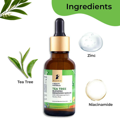 Pilgrim Tea Tree &amp; 10% Niacinamide Blemish-Remover Serum with Zinc PCA For Acne Prone Skin