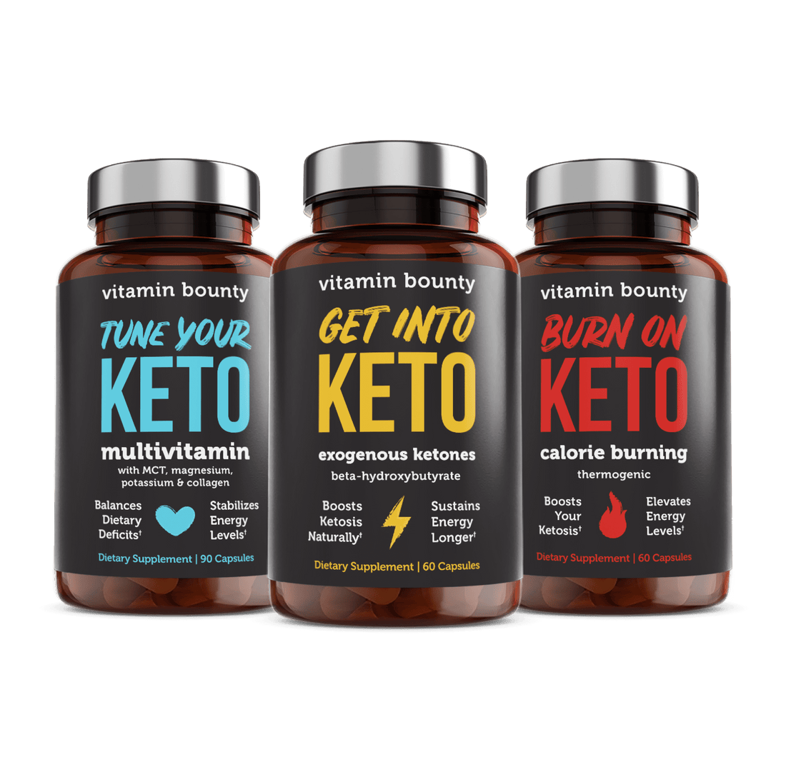 Keto Shred Starter Stack - Complete 3-Piece Bundle with Exogenous Ketones, Multivitamin &amp; Fat Burner - DestGlow