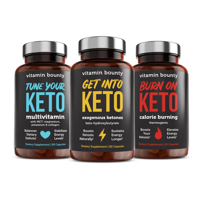Keto Shred Starter Stack - Complete 3-Piece Bundle with Exogenous Ketones, Multivitamin &amp; Fat Burner - DestGlow
