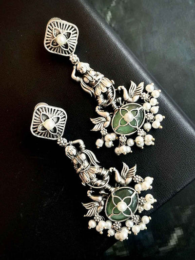 Joban Fashion Oxidized Ethnic Ladies Shape Monalisa Stone Earring