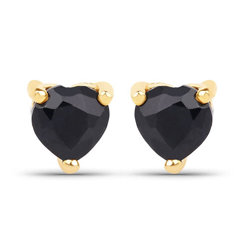 0.70 Carat Genuine Black Sapphire 14K Yellow Gold Earrings  DestGlow