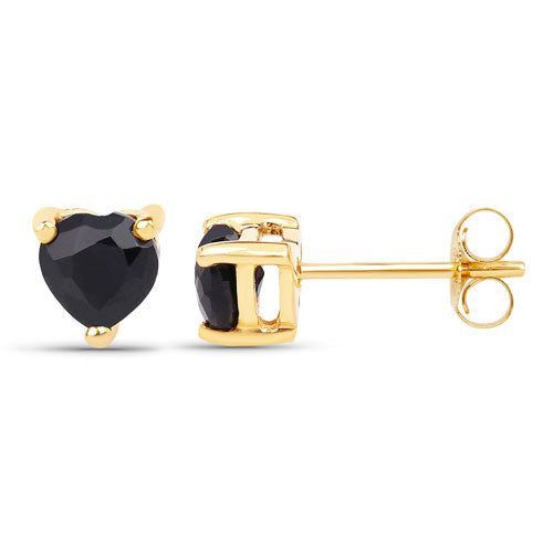 0.70 Carat Genuine Black Sapphire 14K Yellow Gold Earrings  DestGlow