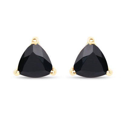 0.70 Carat Genuine Black Sapphire 14K Yellow Gold Earrings  DestGlow