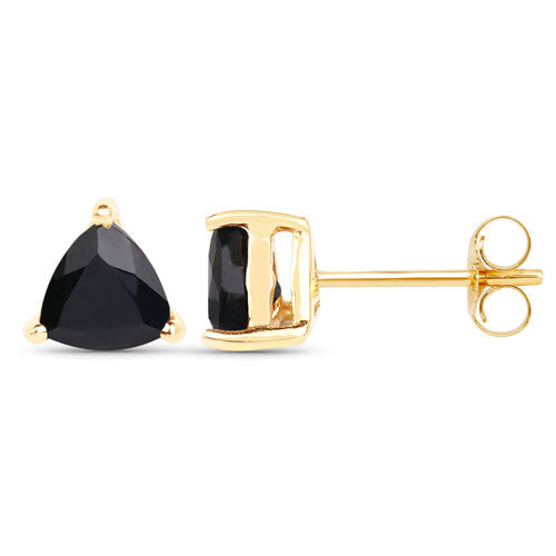 0.70 Carat Genuine Black Sapphire 14K Yellow Gold Earrings  DestGlow