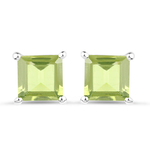 2.30 Carat Genuine Peridot .925 Sterling Silver Earrings  DestGlow