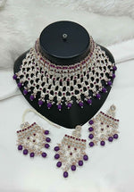 Joban Fashion Purple Stone Work With Pearl Work Necklace Set