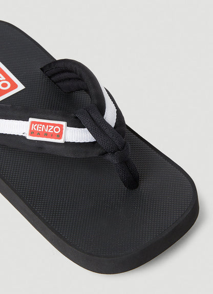 Kenzo Women Logo Patch Flip Flops by Luosophy