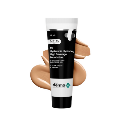 The Derma Co 1% Hyaluronic Hydrating High Coverage Foundation With SPF 40 PA+++ - 03 Natural - Limited Time Offer