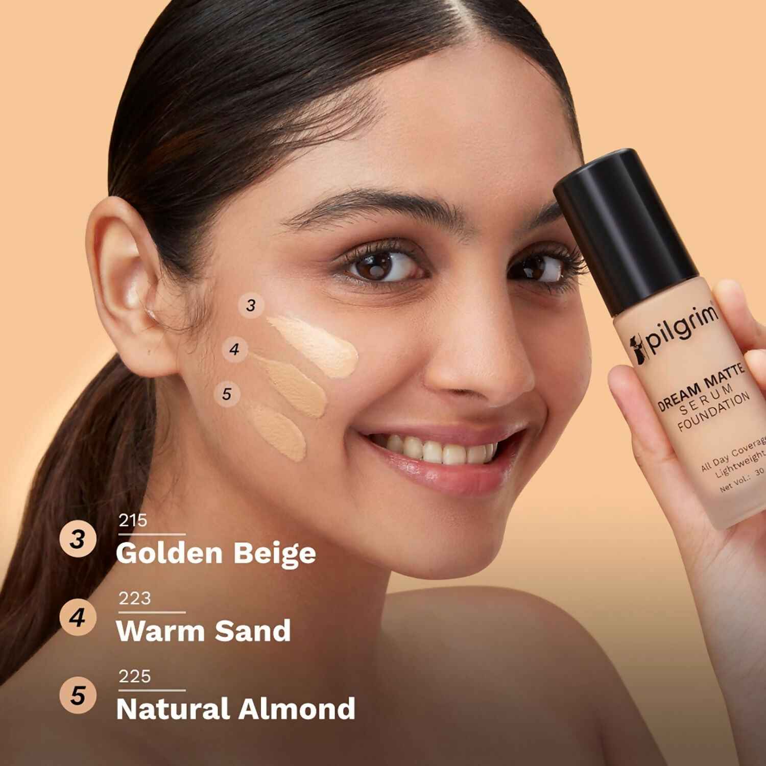 Pilgrim Dream Matte Serum Foundation With Matte &amp; Poreless All Day Coverage Lightweight - Golden Beige