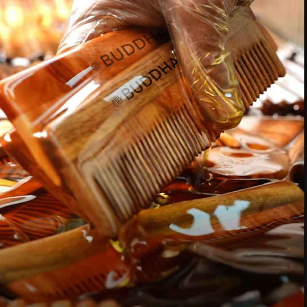 Buddha Natural Handle Kacchi Neem Wooden Comb