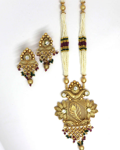 Joban Fashion White Pure Brass With Rajwadi Polish Necklace Set