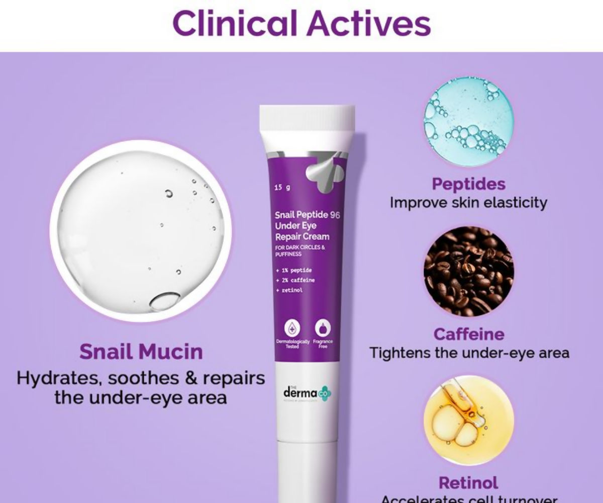The Derma Co Snail Peptide 96 Under Eye Repair Cream With Snail Mucin &amp; Peptide Complex For Dark Circles &amp; Puffiness