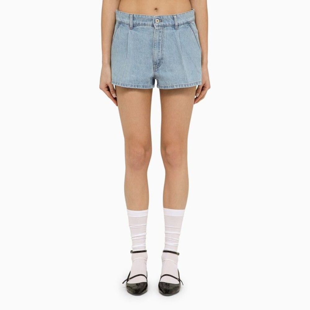 Miu Miu Women Light Blue Denim Short With Logo by Luosophy