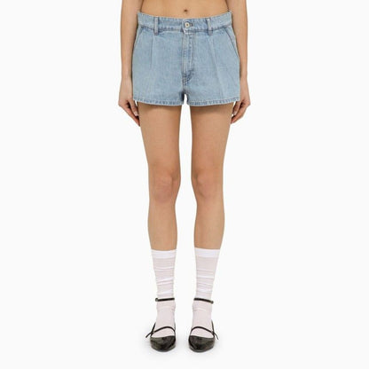 Miu Miu Women Light Blue Denim Short With Logo by Luosophy