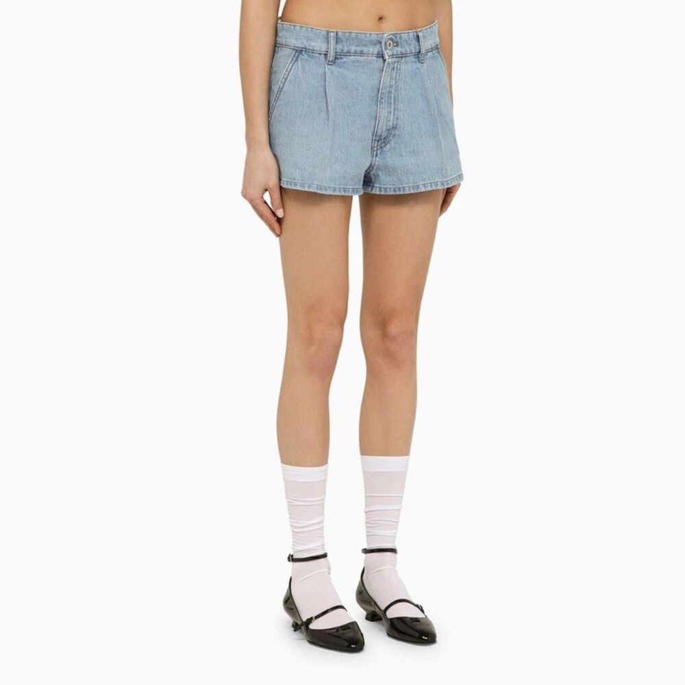 Miu Miu Women Light Blue Denim Short With Logo by Luosophy