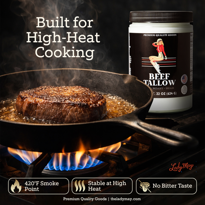 22oz Premium Grass-Fed Beef Tallow | Restaurant-Proven Cooking Fat | Seed Oil-Free by The Lady May