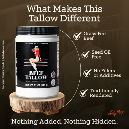 22oz Premium Grass-Fed Beef Tallow | Restaurant-Proven Cooking Fat | Seed Oil-Free by The Lady May