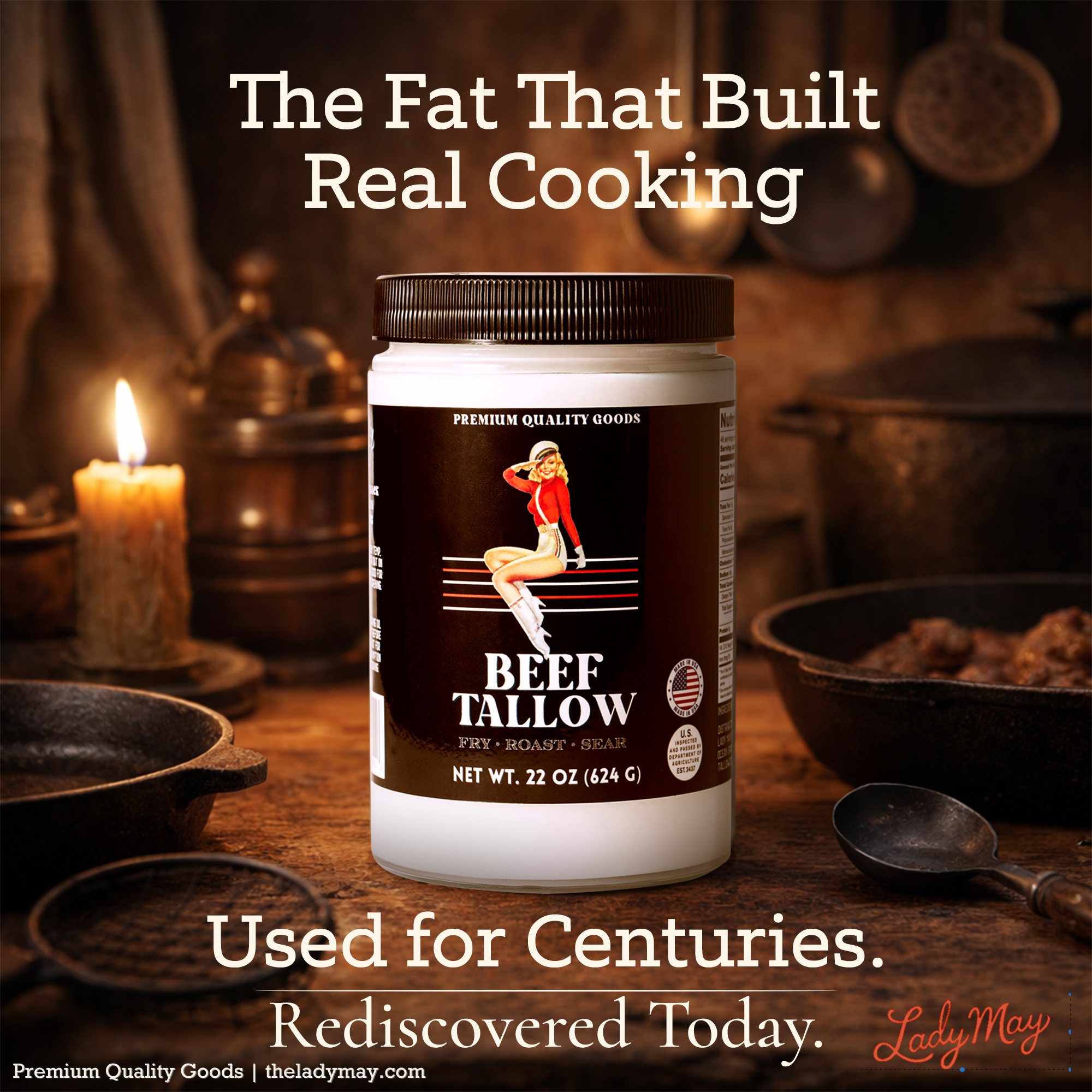 22oz Premium Grass-Fed Beef Tallow | Restaurant-Proven Cooking Fat | Seed Oil-Free by The Lady May
