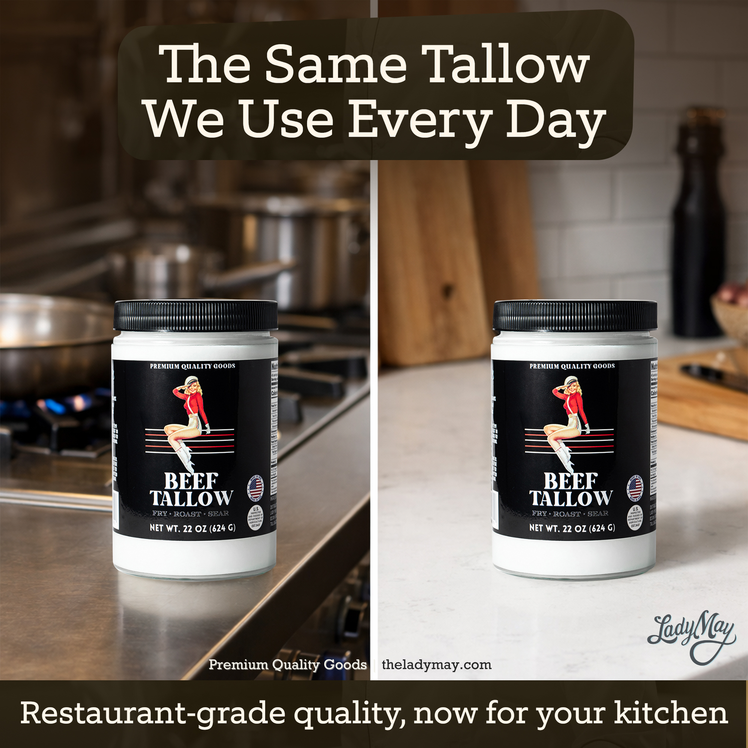 22oz Premium Grass-Fed Beef Tallow | Restaurant-Proven Cooking Fat | Seed Oil-Free by The Lady May